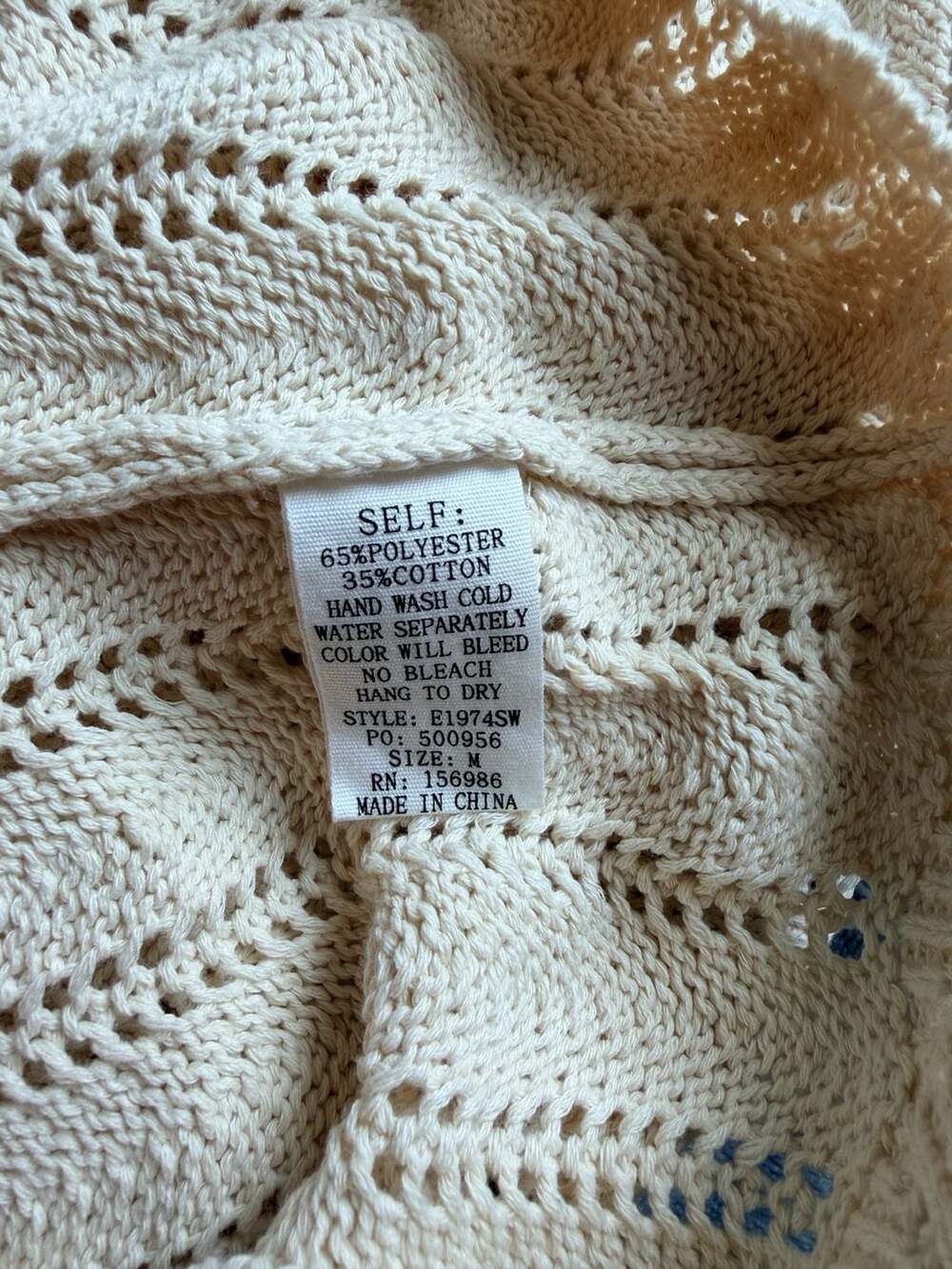 In February Boho Coastal Grandma Scandi Girl Open Knit Oversized Sweater Size M - Picture 3 of 5